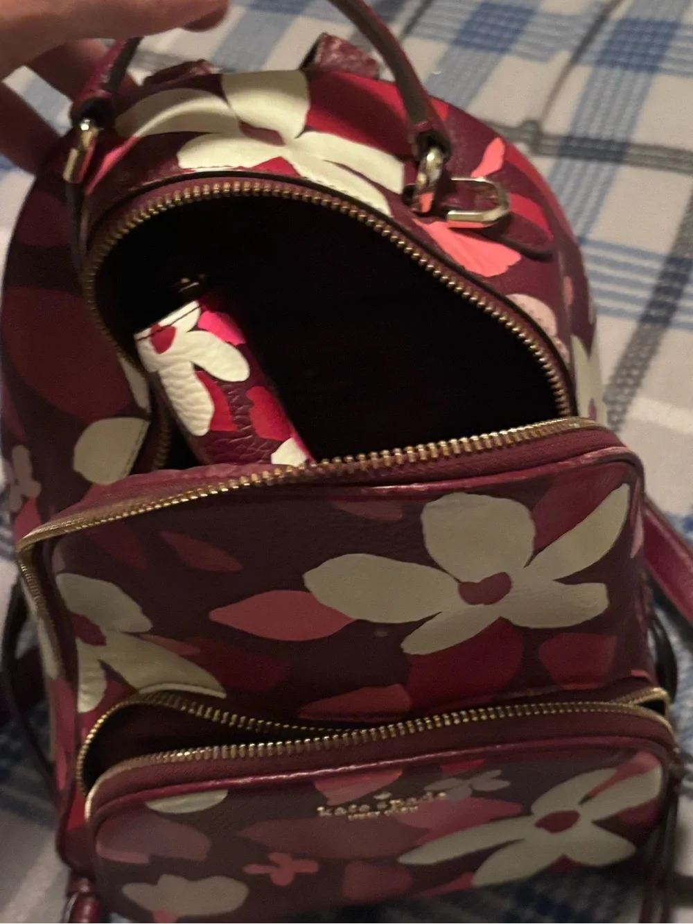 kate spade burgundy floral mini backpack and wallet set